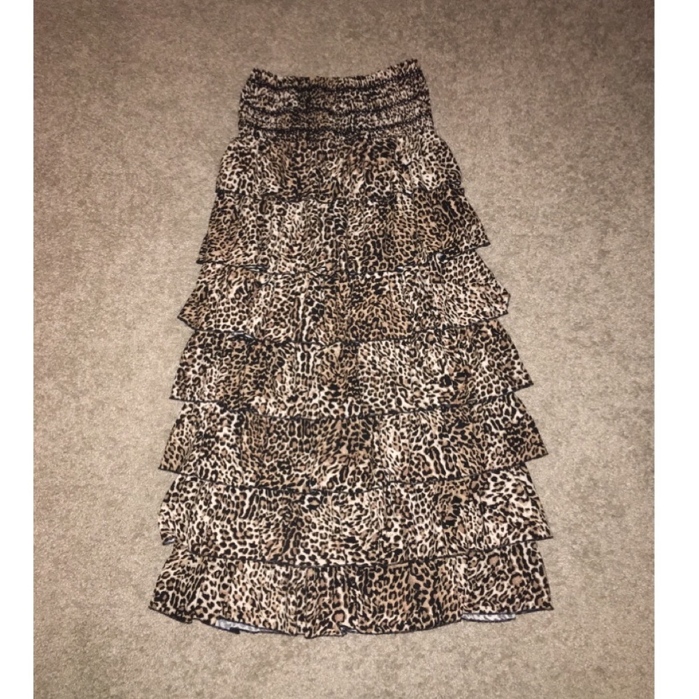 Leopard Print Ruffled Skirt